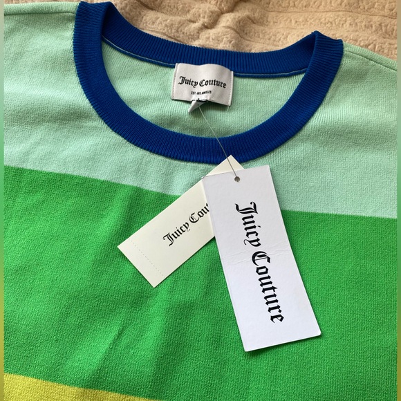 Juicy Couture cropped color block sweater blue green colorway new with tags - Picture 3 of 9